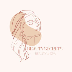 Female beauty and skin care line art design cosmetic shop beauty salon