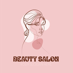 Female beauty and skin care line art design cosmetic shop beauty salon