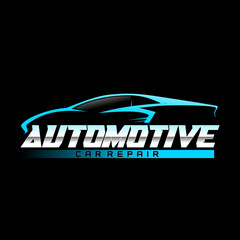Stylish Auto Car Repair Logo Template vector on black background