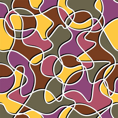 seamless vector wallpaper with chaotically intertwined lines and colorful fragments. bright abstract background