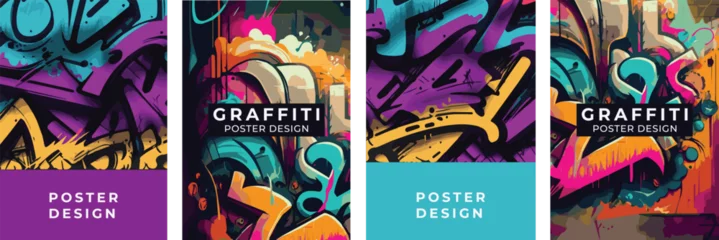 Fototapeten Set of posters in graffiti style. Poster design, vector elements, design elements. © Ivan