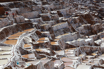 The aerial view of traditional site of salt production and one of the most important touristic...