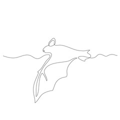 Continuous line art or one line bat drawing for vector illustration, halloween. flying bat concept