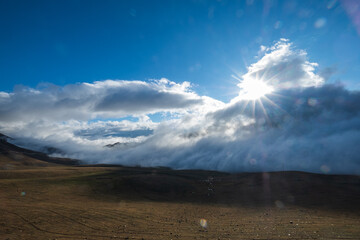 cloud falling on the grass