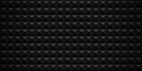 Acoustical noise reduction foam with pyramid shapes. Recording studio background. Sound absorbing material. Vector repeating pattern. - obrazy, fototapety, plakaty