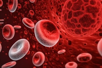 red blood cells, 3d rendering of red blood cells in vein dying from disease