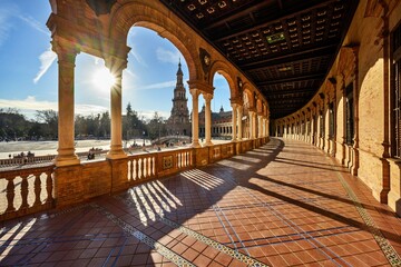 Obraz premium Plaza de Espana. Spanish square in the centre of old but magnificent Seville, Spain.