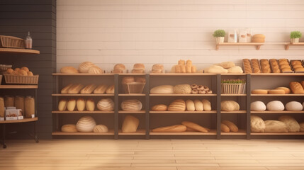Fototapeta na wymiar Green and Organic Bakery: Handmade and Artisanal Baked Goods, Generative AI