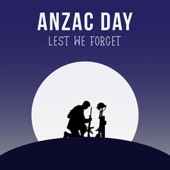 Anzac Day lest we forget lettering vector suitable for card, banner, or poster
