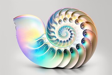 holographic nautilus sea shell spiral generative ai