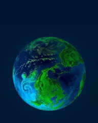 Fototapeta na wymiar Earth planet on black copy space background. Generative AI, Generative, AI