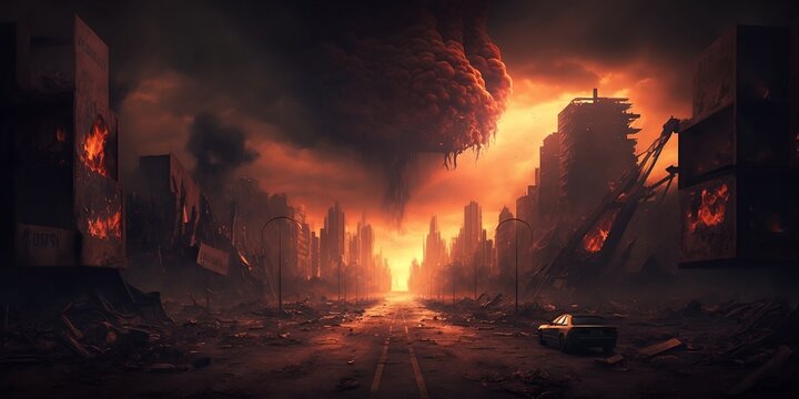 Post-Apocalyptic Earth on Fire: A World Ravaged by Global Warming, AI Generated