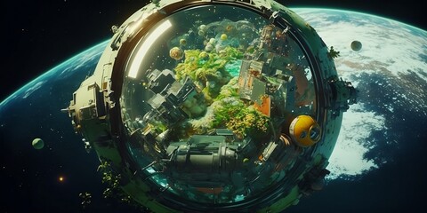 The Earth as a Polluted Aquarium: A View of Global Warming from Space, AI Generated