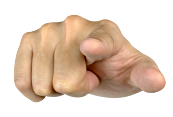Index finger or hand pointing at you isolated