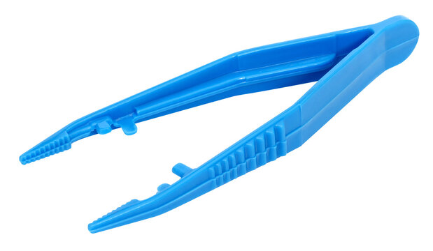 blue plastic forceps isolated