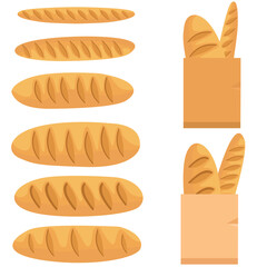 Collection of bread. Loaf vector illustration