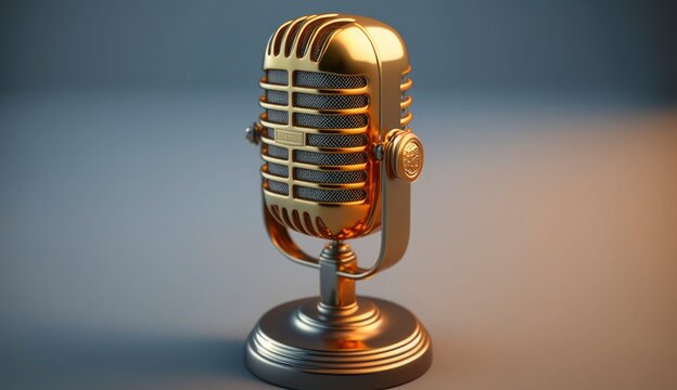 radio station retro metallic microphone for live podcast or show broadcast live events and recoding studio concepts - Generative AI