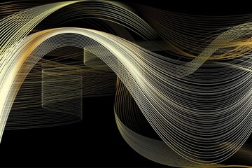 Abstract Golden and Yellow Pattern with Waves. Striped Linear Texture. Raster. 3D Illustration