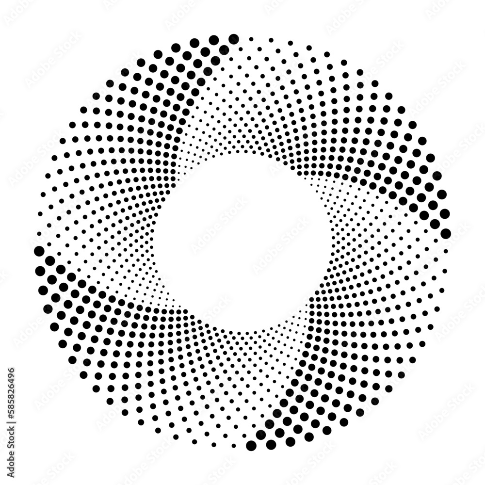 Poster Abstract dotted vector background. Halftone effect. Halftone dotted background circularly distributed. Circle dots isolated on the white backdrop for advertisement. Minimal geometric design template.