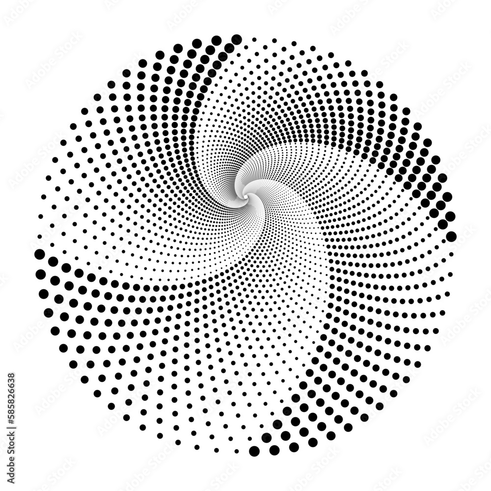 Aufkleber Abstract dotted vector background. Halftone effect. Halftone dotted background circularly distributed. Circle dots isolated on the white backdrop for advertisement. Minimal geometric design template.
