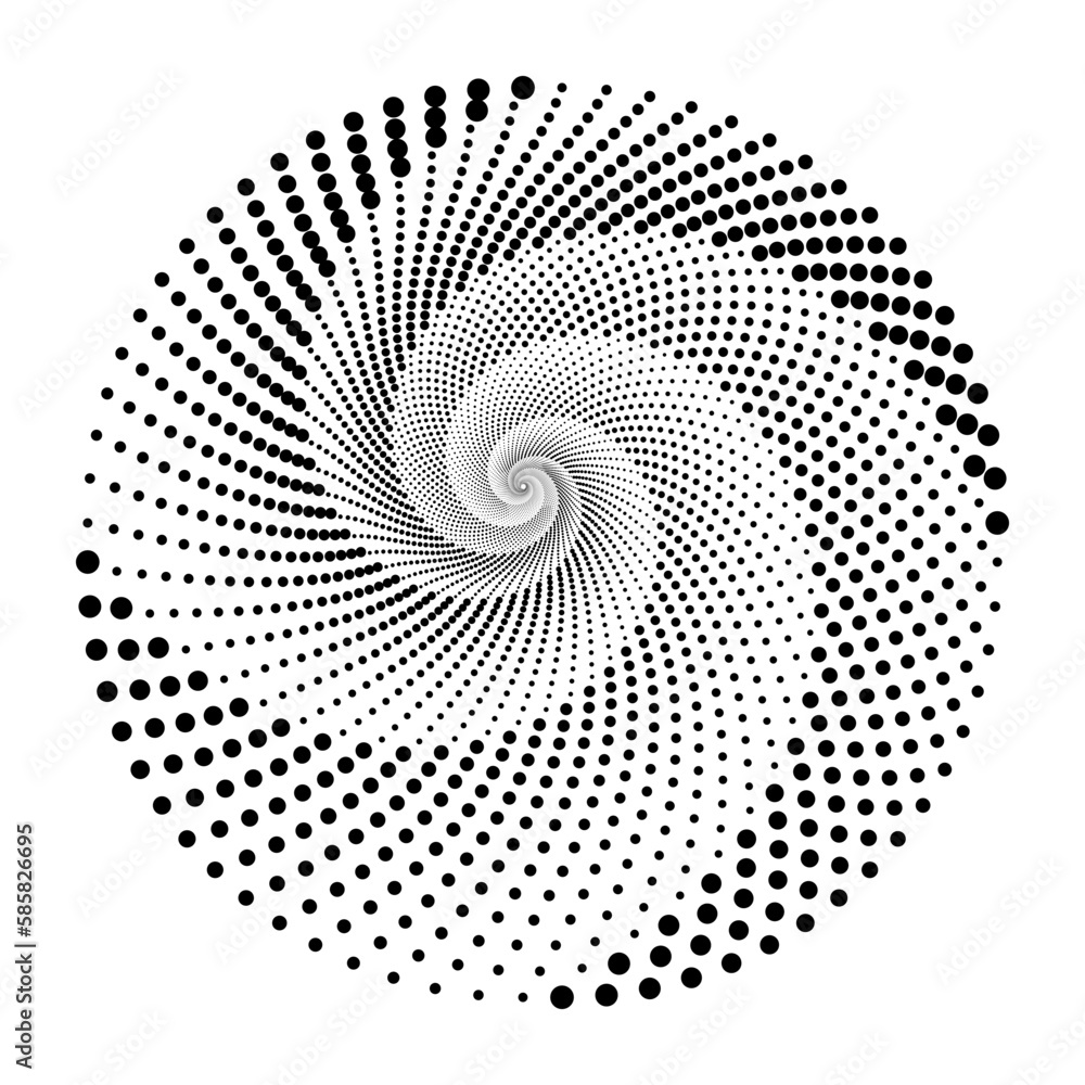 Poster Abstract dotted vector background. Halftone effect. Halftone dotted background circularly distributed. Circle dots isolated on the white backdrop for advertisement. Minimal geometric design template.