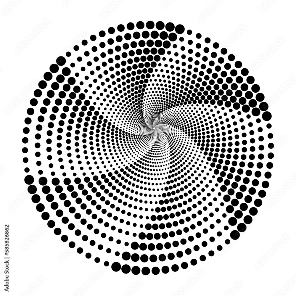 Aufkleber Abstract dotted vector background. Halftone effect. Halftone dotted background circularly distributed. Circle dots isolated on the white backdrop for advertisement. Minimal geometric design template.