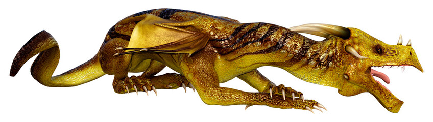 3D Rendering Fairy Tale Dragon on White