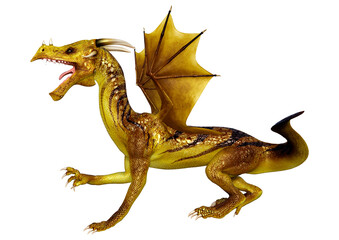 3D Rendering Fairy Tale Dragon on White