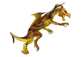 3D Rendering Fairy Tale Dragon on White