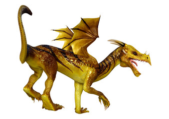 3D Rendering Fairy Tale Dragon on White