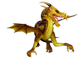 Fototapeta premium 3D Rendering Fairy Tale Dragon on White