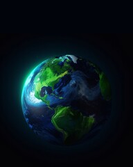 Earth planet on black copy space background. Generative AI, Generative, AI