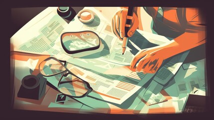Examining Every Detail: Tax Day Illustration