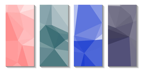 A set of brochures with colorful background with a triangle design.