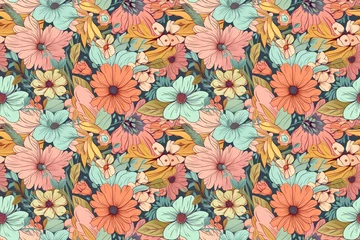 Möbelaufkleber Seamless spring floral pattern background with Generative AI © Agnieszka