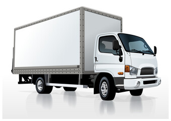 White cargo truck isolated on white. PNG format with transparency - 585830264