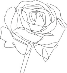 Single continuous line drawing of beautiful roses bloom. Dynamic beauty greeting card, invitation, logo, banner, poster concept one line draw design graphic vector illustration

