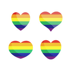 Lgbt rainbow flag in hearts shape. Gay, Lesbian, Bisexual, Trans, Queer pride love symbol of sexual diversity
