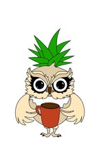 Owl with a cup