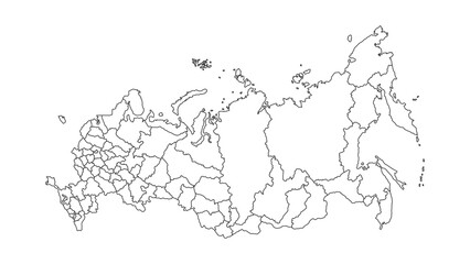 Russia map in outline black color isolated white background. Russia map vector illustration.
