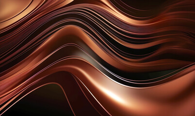 Colorful metallic abstract wavy background. AI generated illustration. 