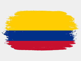 Artistic grunge brush flag of Colombia isolated on white background. Elegant texture of national country flag