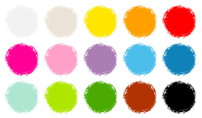 Fünfzehn Runde Bunte Pinselstriche Kratzer Set