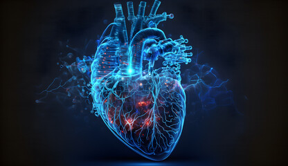 heart in motion blue  transparent  ray -AI Generative 
