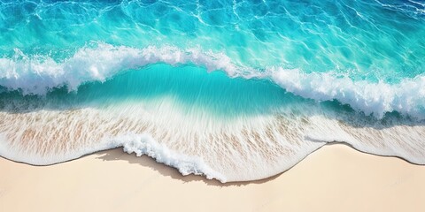 Soft blue ocean wave on clean sandy beach ai generative - obrazy, fototapety, plakaty