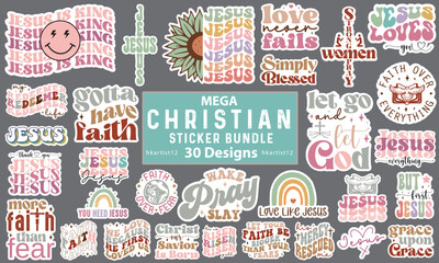 Mega Christian Sticker SVG bundle. - obrazy, fototapety, plakaty