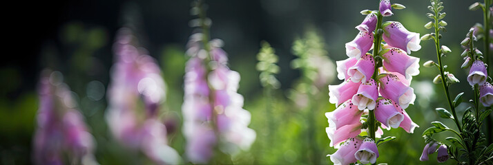 purple flowers in the field. Generative AI image. - obrazy, fototapety, plakaty
