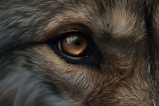 Close-up finest detail of the wolf eye by Ai generated.