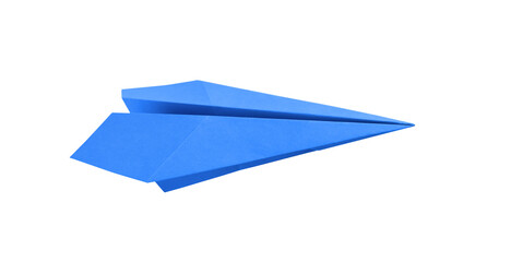 Blue paper plane origami isolated on a white background - 585837894