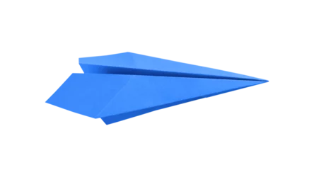 Rolgordijnen Blue paper plane origami isolated on a white background © daboost